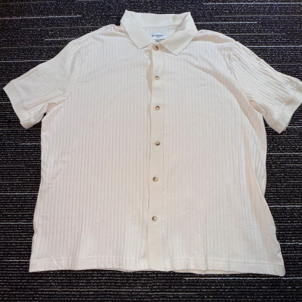 Goodfellow & Co Button Down Polo Mens XL Dog Bone NEW Ribbed Short Sleeve Shirt‎